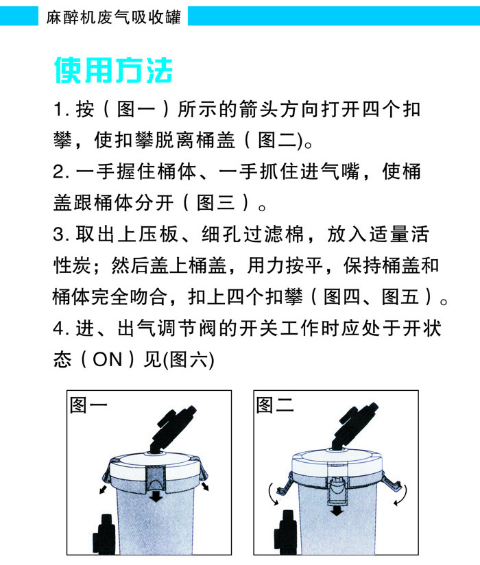 麻醉机呼吸机废气吸收罐-使用方法
